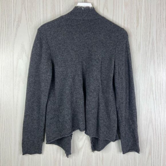 Eileen Fisher Cardigan Womens Fringe Gray Long-Sleeve Open-Front Sweater Medium - Picture 5 of 5